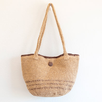 Elena Handbags Natural Cotton Flax Basket Shoulder Bag