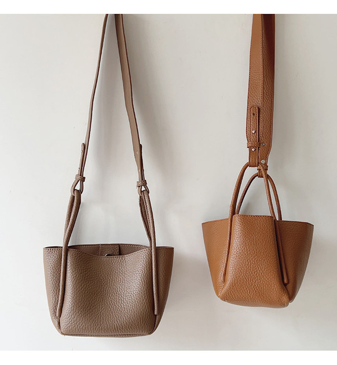 Elena Handbags Soft Leather Bucket Shoulder Bag Taupe