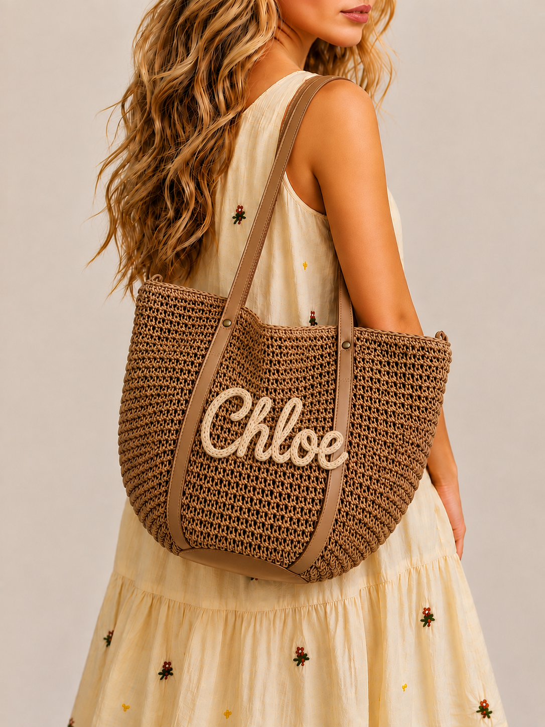 Large Straw Woven Tote Bag
