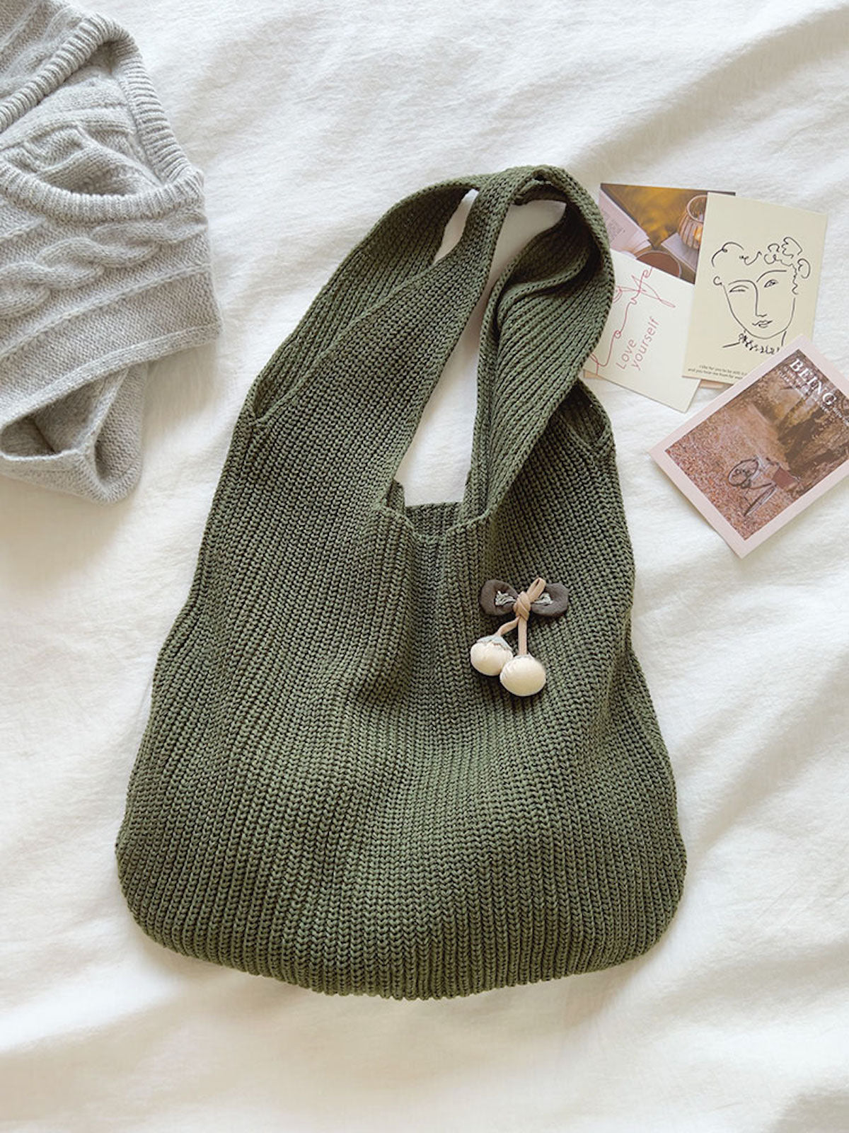 Retro Twist Cotton Knitted Shoulder Bag