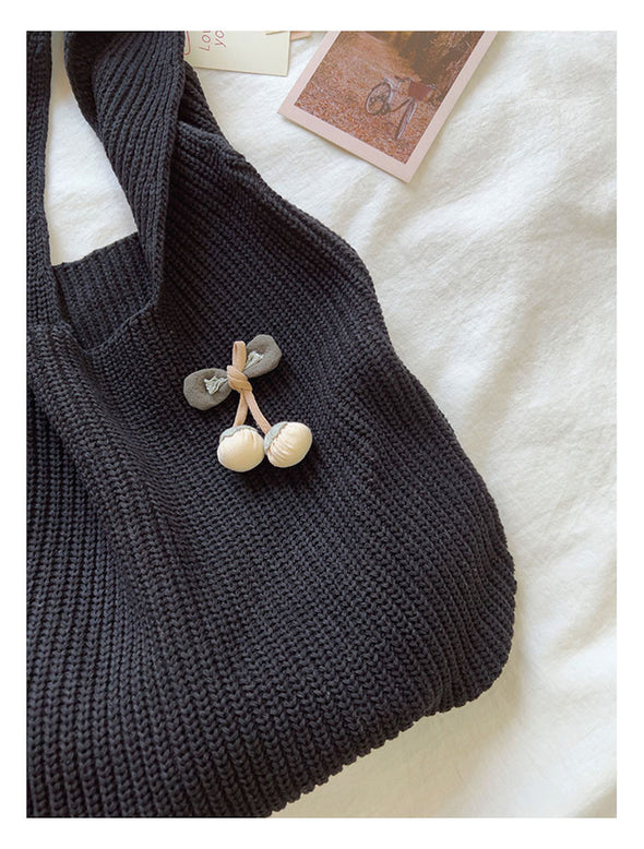 Elena Handbags Retro Twist Cotton Knitted Shoulder Bag