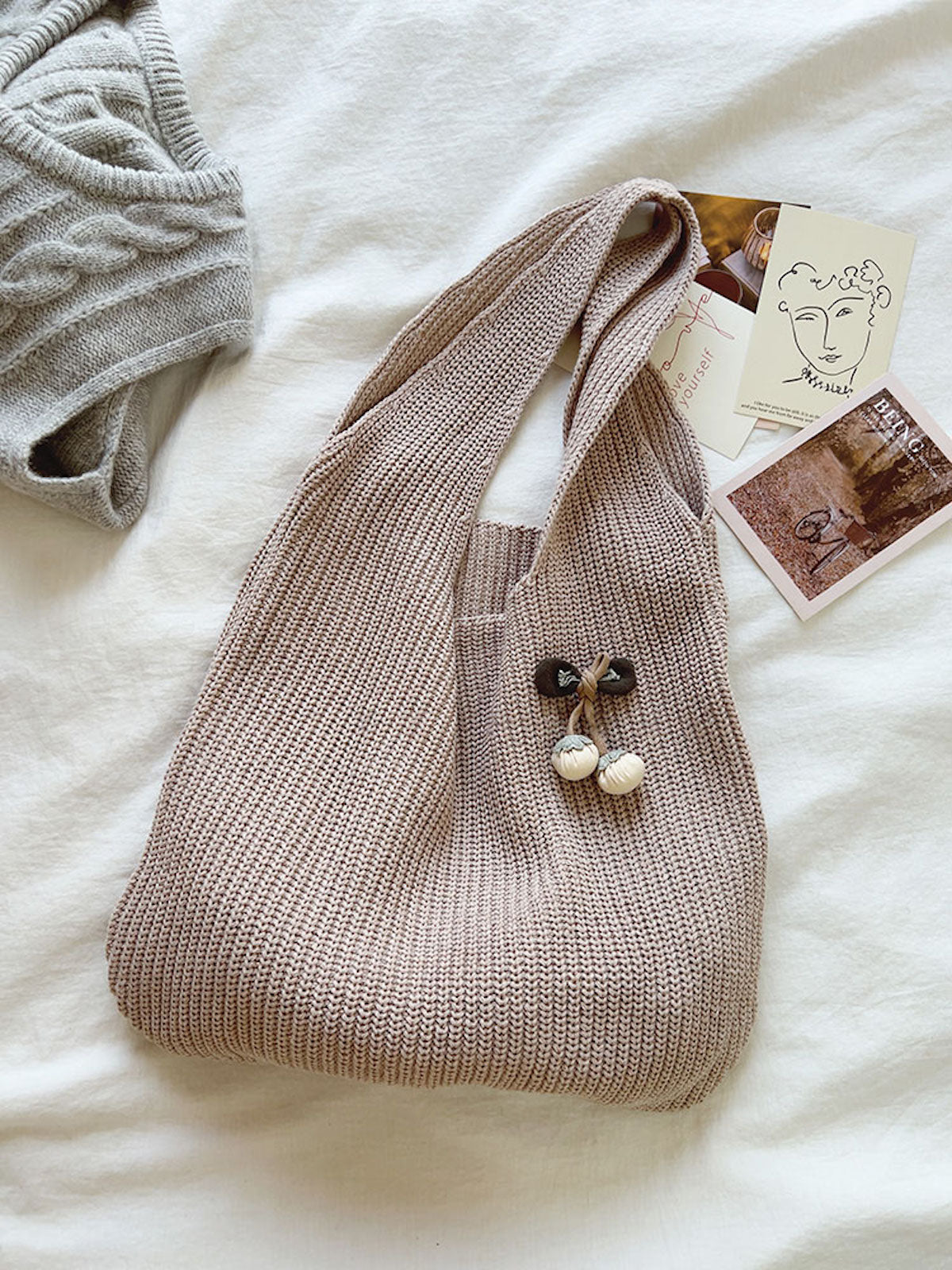 Retro Twist Cotton Knitted Shoulder Bag