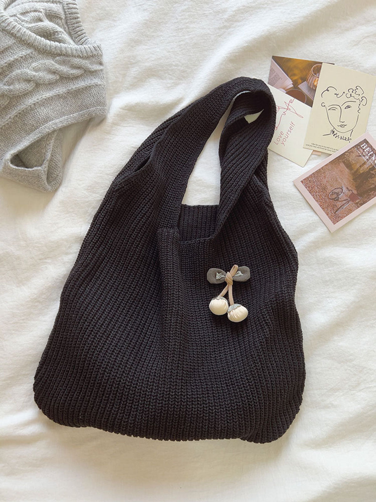 Retro Twist Cotton Knitted Shoulder Bag
