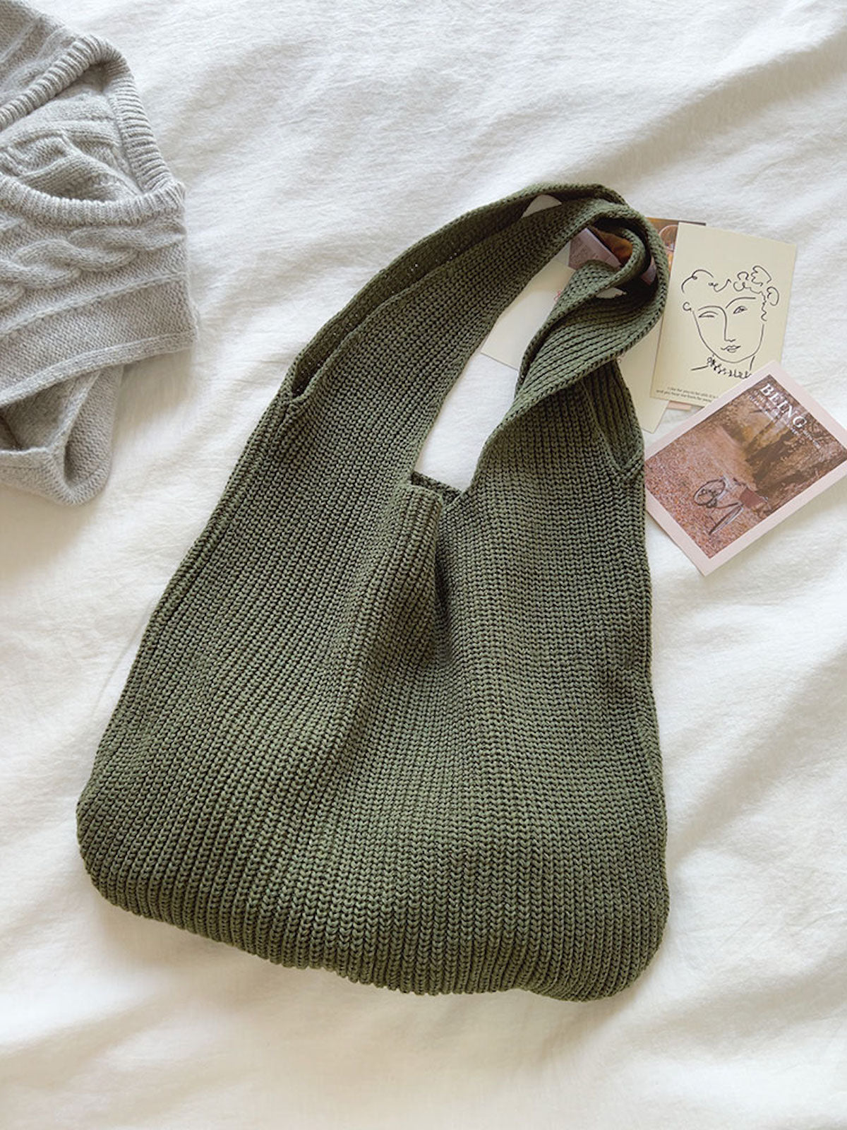 Retro Twist Cotton Knitted Shoulder Bag