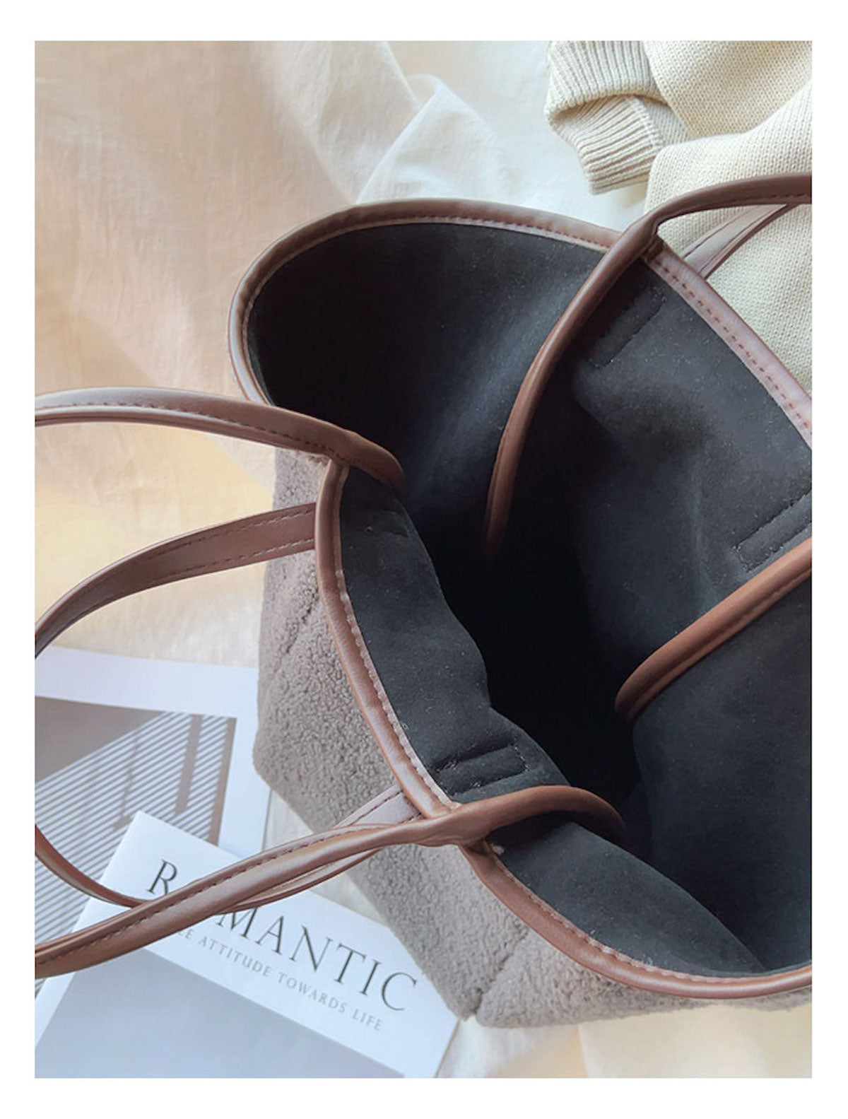 Large Faux Furry Tote Bag