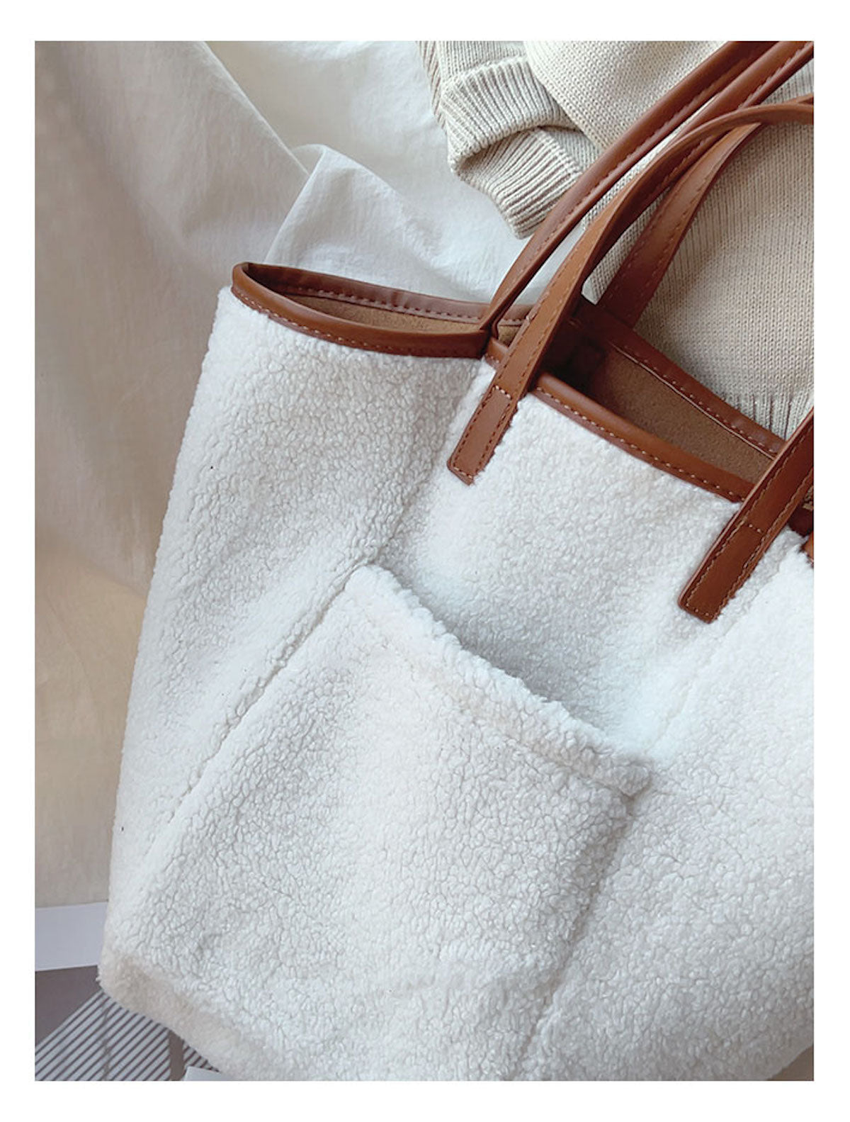 Large Faux Furry Tote Bag