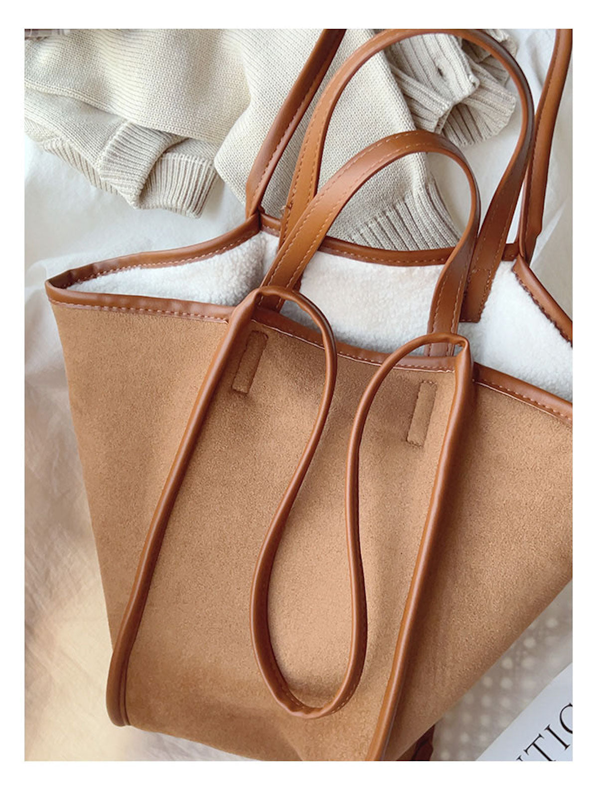 Large Faux Furry Tote Bag
