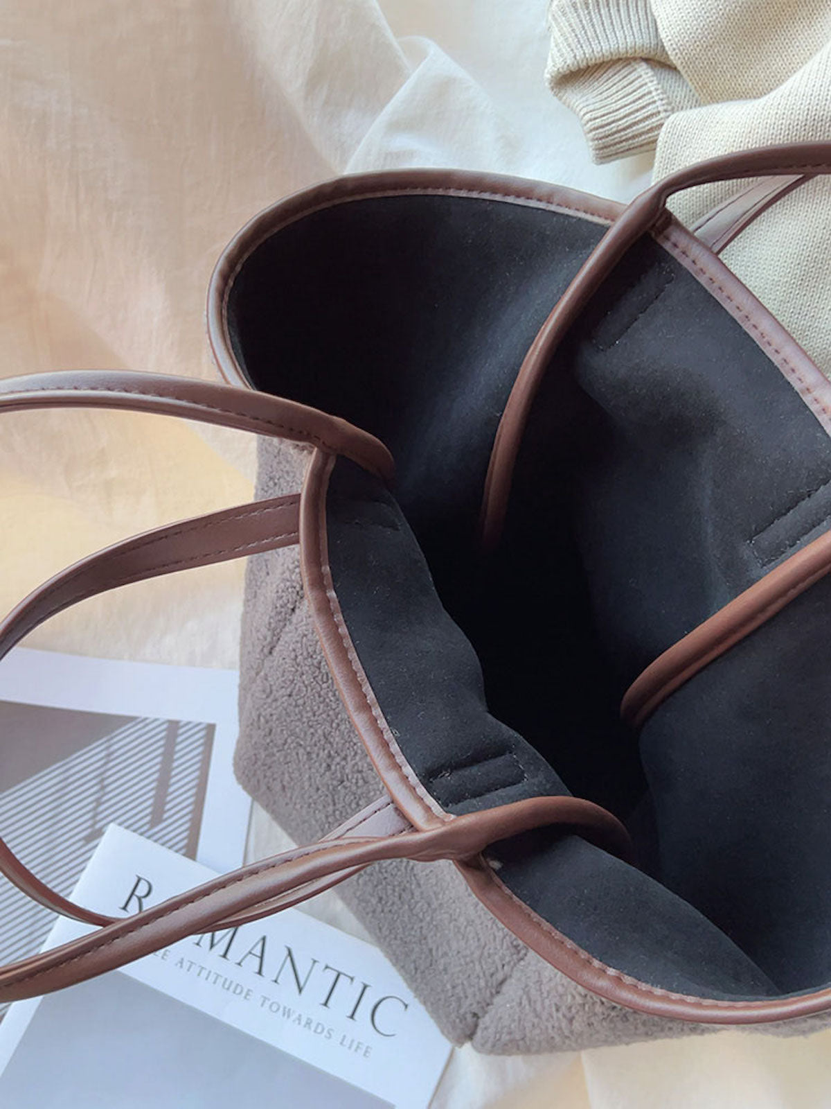 Large Faux Furry Tote Bag