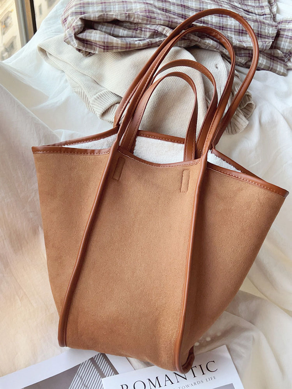 Large Faux Furry Tote Bag