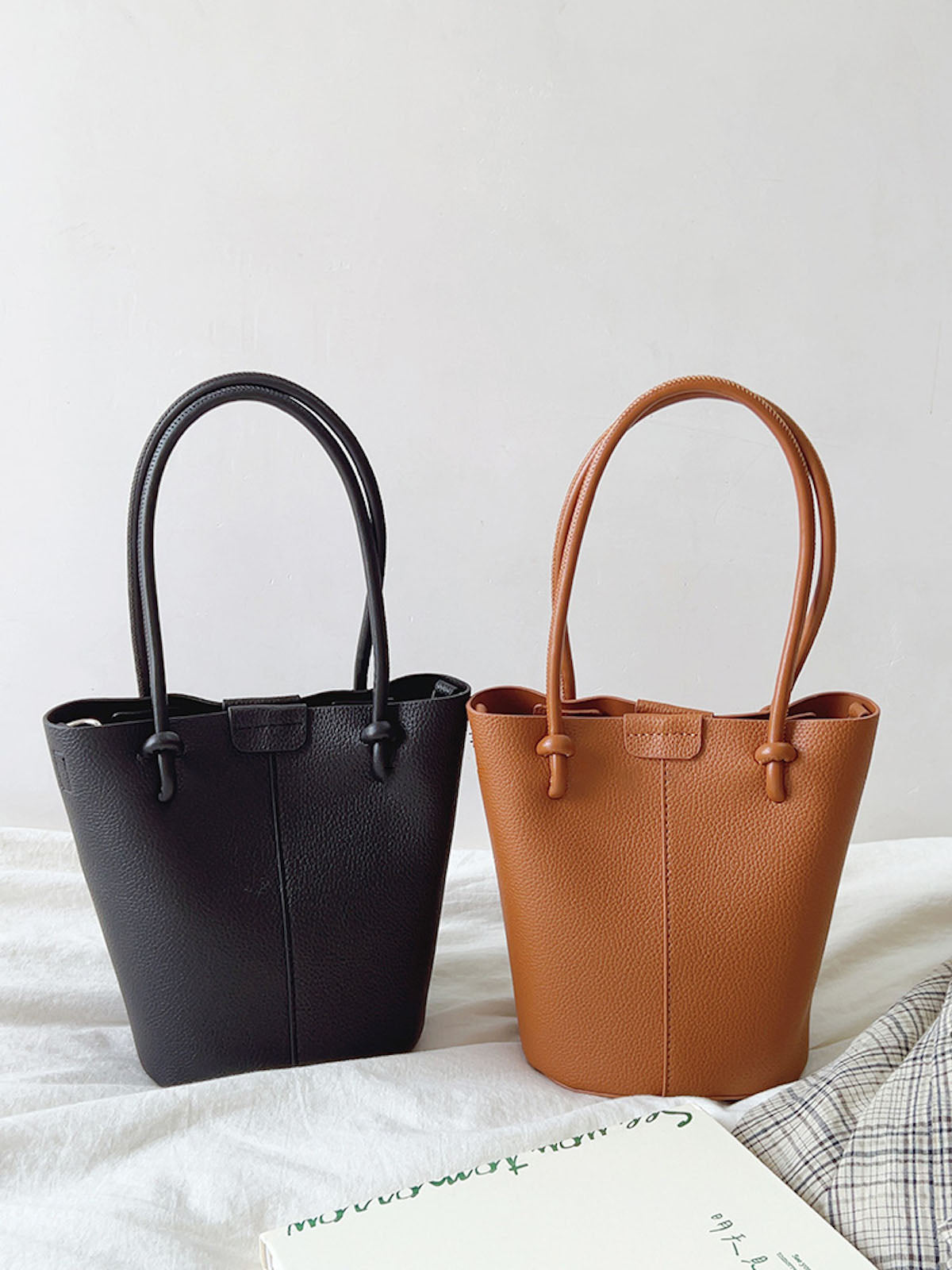 Chic Leather Bucket Bag
