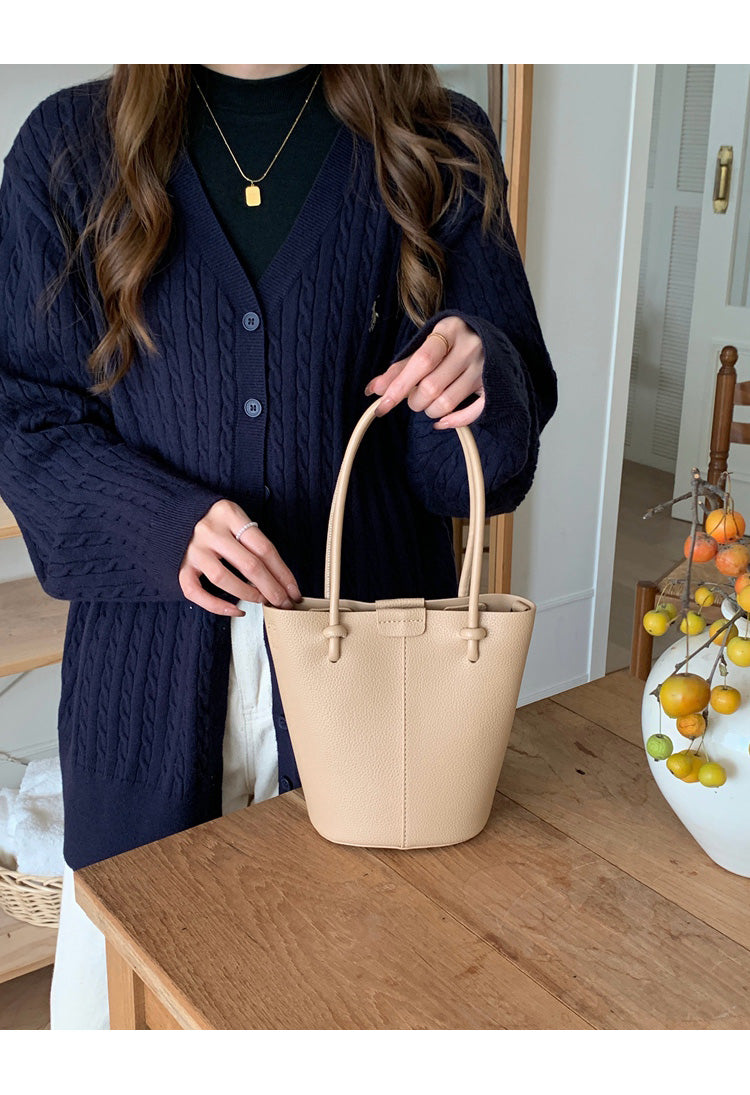 Chic Leather Bucket Bag