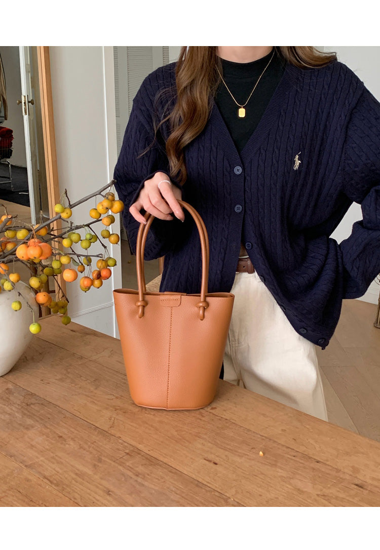Chic Leather Bucket Bag
