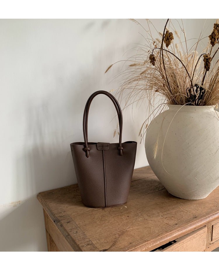 Chic Leather Bucket Bag