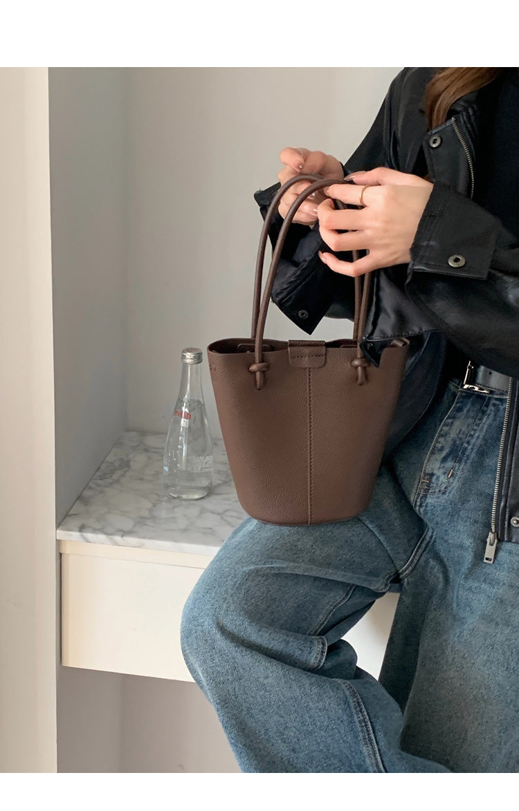Chic Leather Bucket Bag