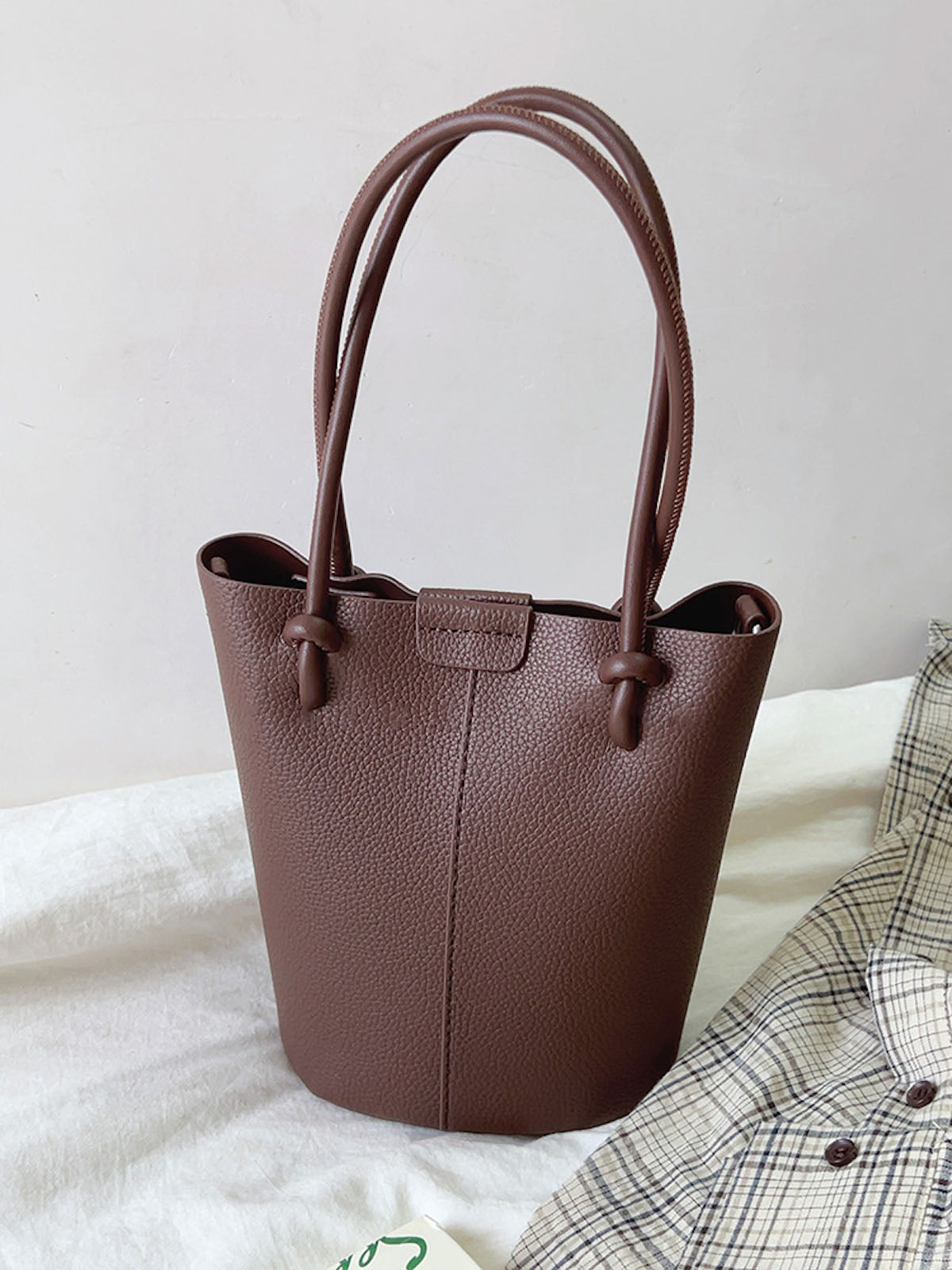Chic Leather Bucket Bag