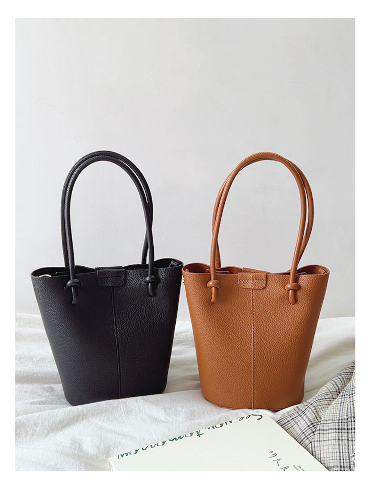 Chic Leather Bucket Bag