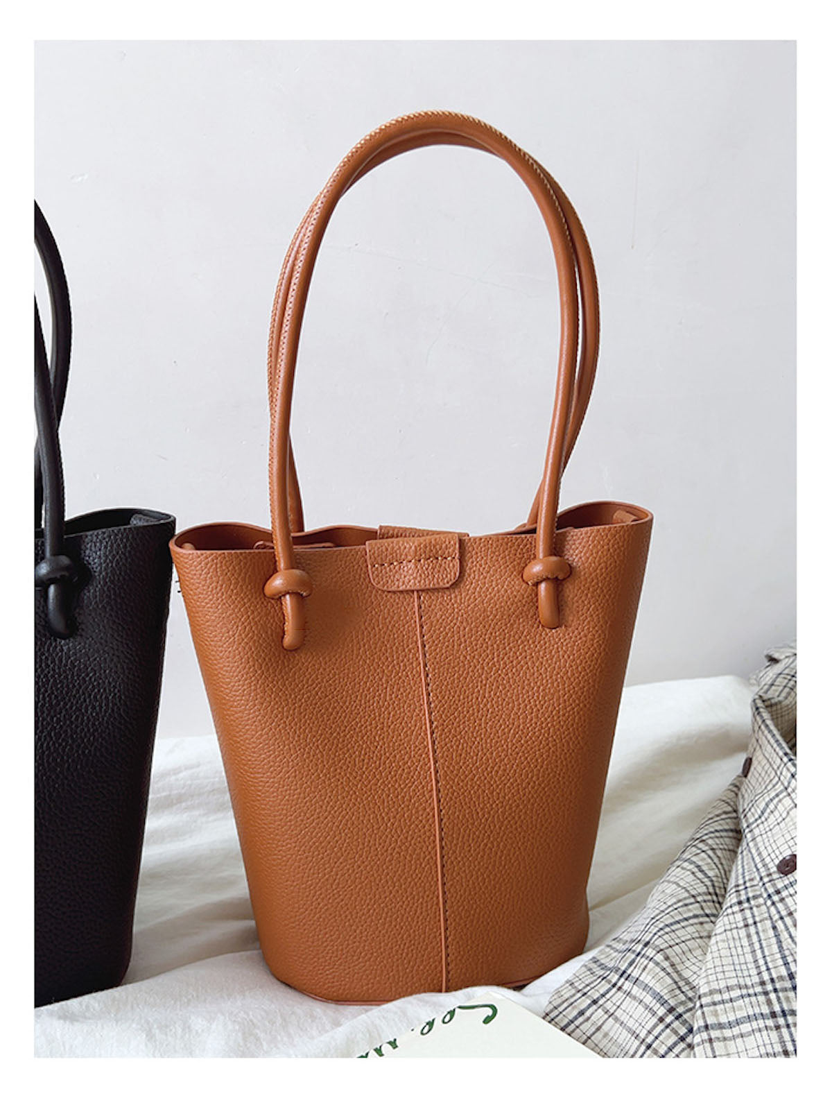 Chic Leather Bucket Bag