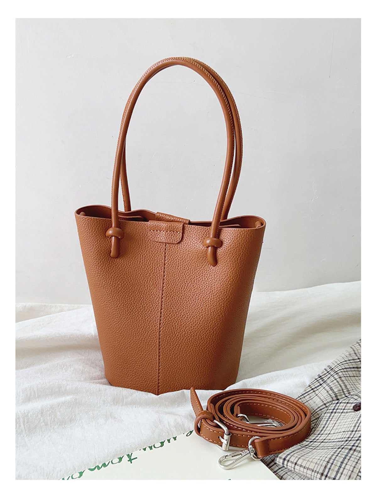 Chic Leather Bucket Bag