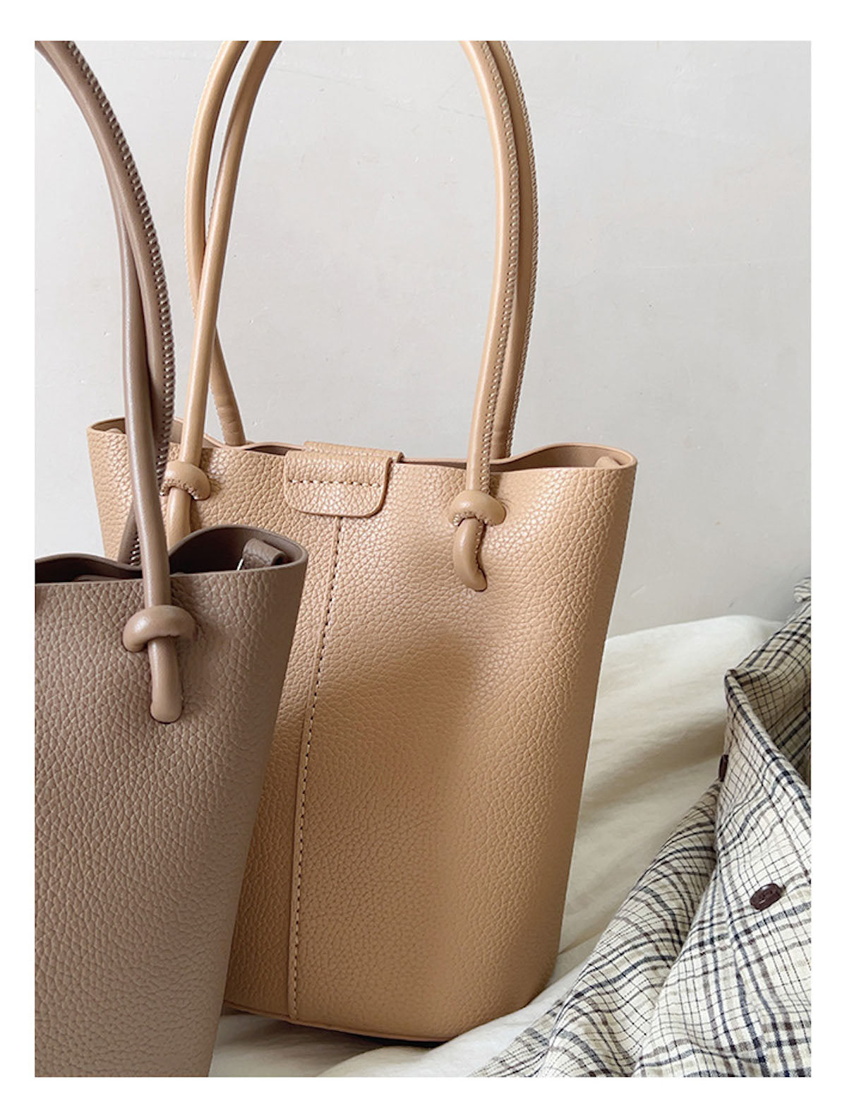 Chic Leather Bucket Bag