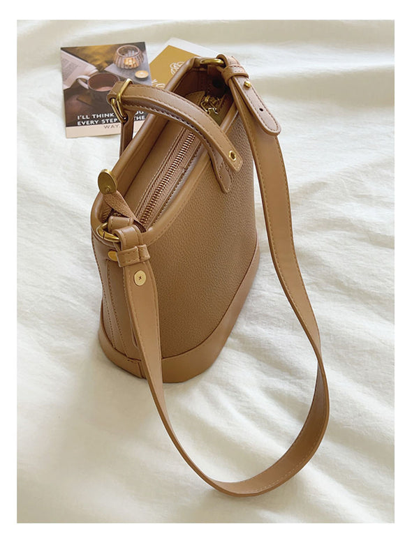 Elena Handbags Chic Leather Bucket Bag