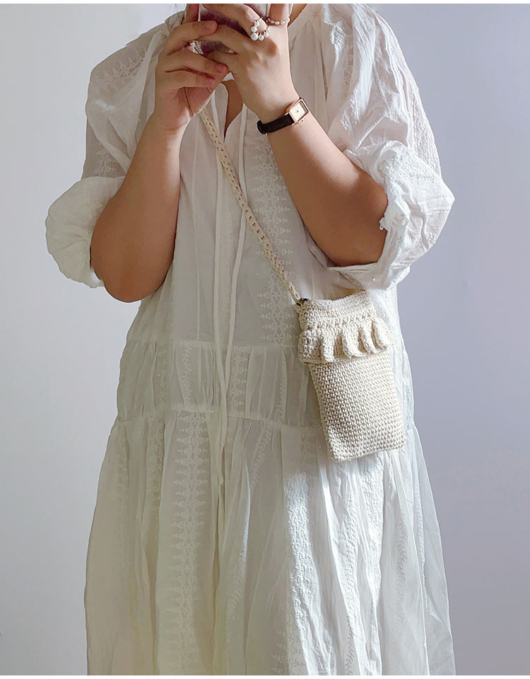 Small Cotton Knitted Crossbody Bag