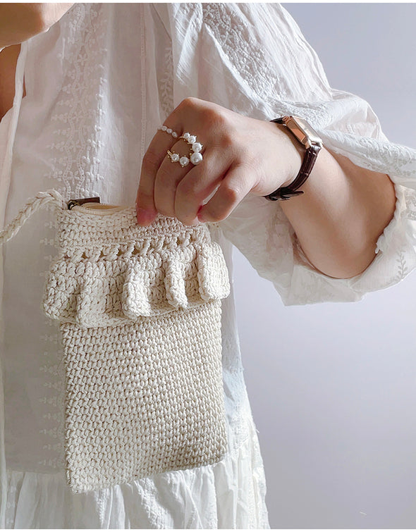 Elena Handbags Small Cotton Knitted Crossbody Bag