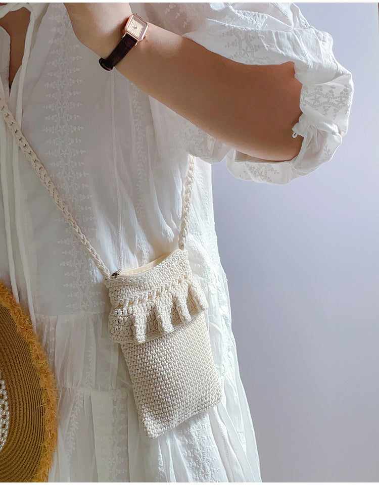 Small Cotton Knitted Crossbody Bag