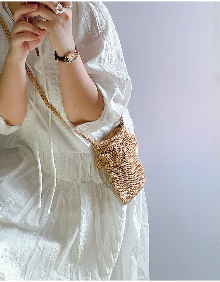 Small Cotton Knitted Crossbody Bag
