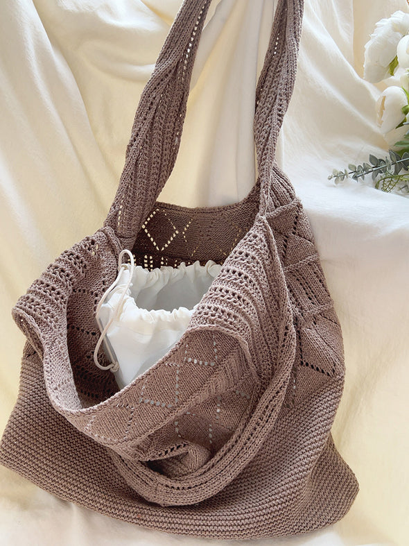 Elena Handbags Retro Cotton Knitted Shoulder Bag