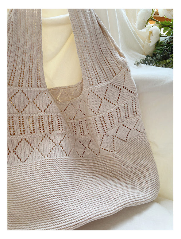 Elena Handbags Retro Cotton Knitted Shoulder Bag