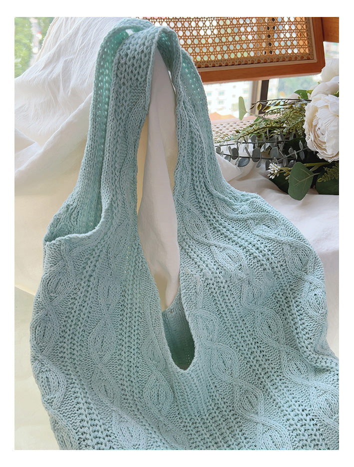 Retro Artsy Twist Cotton Knitted Shoulder Bag