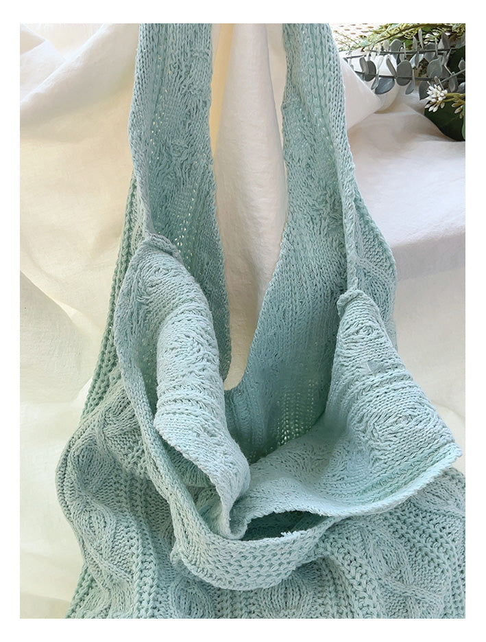 Retro Artsy Twist Cotton Knitted Shoulder Bag