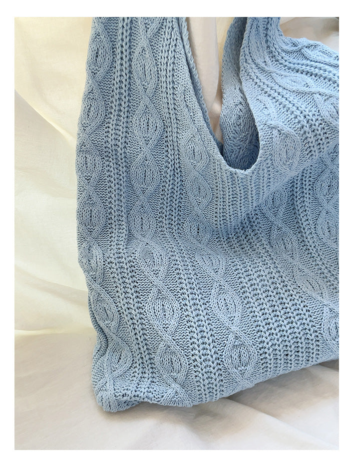 Retro Artsy Twist Cotton Knitted Shoulder Bag