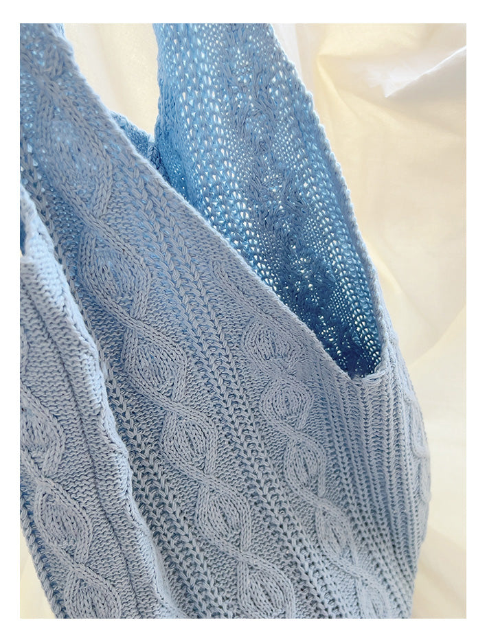Retro Artsy Twist Cotton Knitted Shoulder Bag