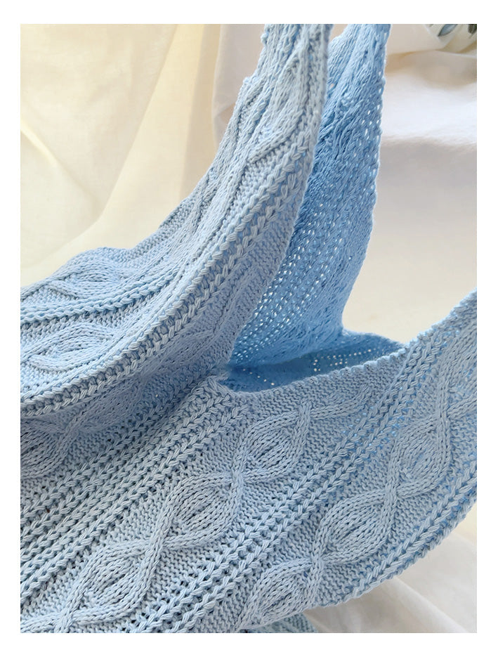 Retro Artsy Twist Cotton Knitted Shoulder Bag