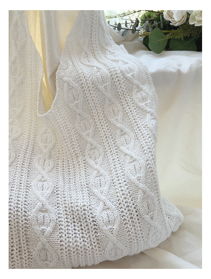 Retro Artsy Twist Cotton Knitted Shoulder Bag