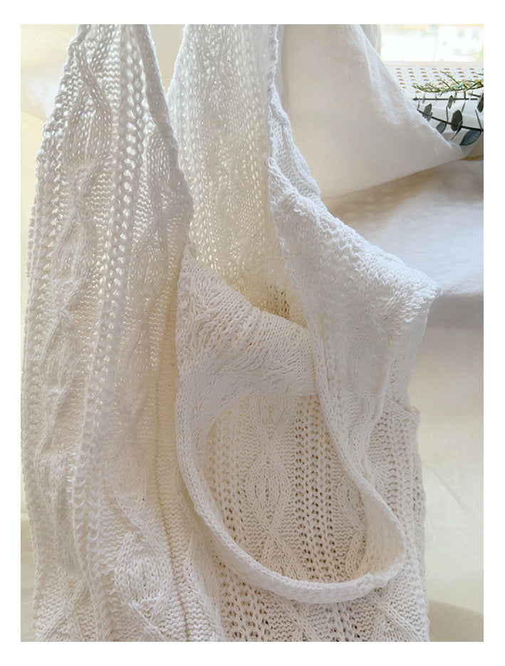 Retro Artsy Twist Cotton Knitted Shoulder Bag