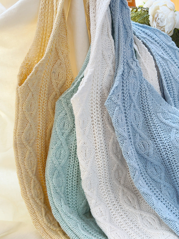 Retro Artsy Twist Cotton Knitted Shoulder Bag