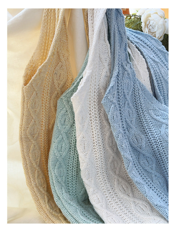 Retro Artsy Twist Cotton Knitted Shoulder Bag