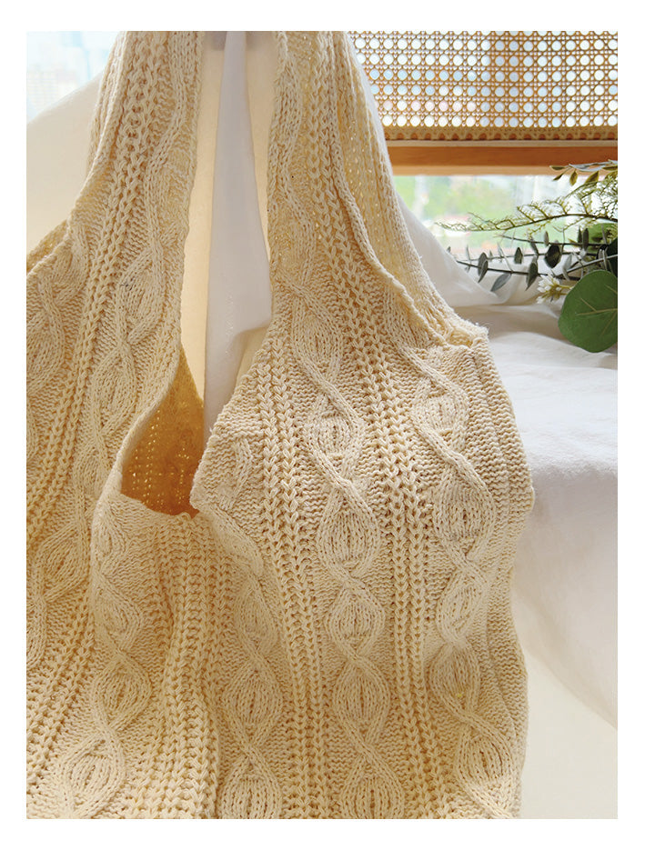 Retro Artsy Twist Cotton Knitted Shoulder Bag