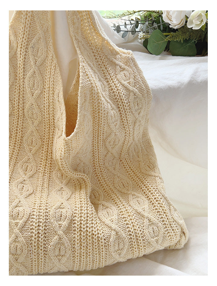 Retro Artsy Twist Cotton Knitted Shoulder Bag