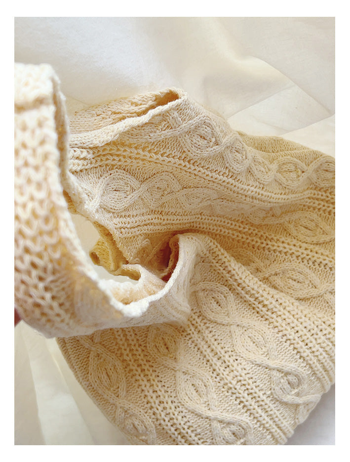 Retro Artsy Twist Cotton Knitted Shoulder Bag