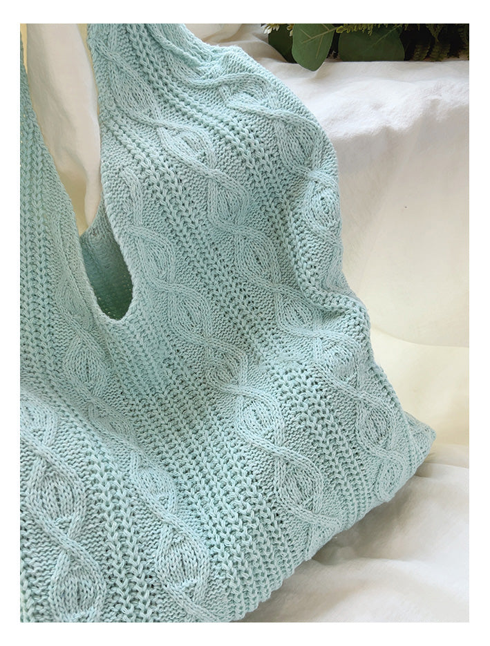 Retro Artsy Twist Cotton Knitted Shoulder Bag