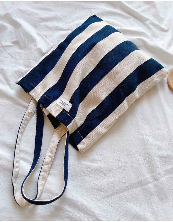 Elena Handbags Striped Cotton Canvas Shoulder Bag