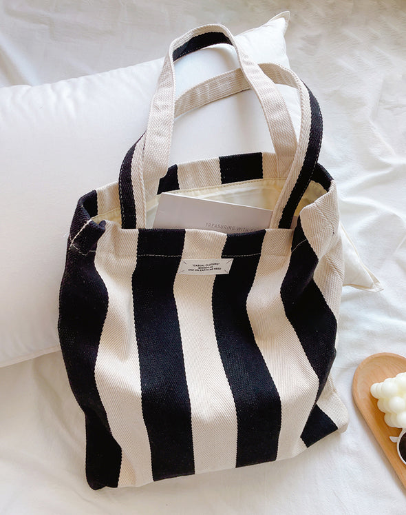 Elena Handbags Striped Cotton Canvas Shoulder Bag