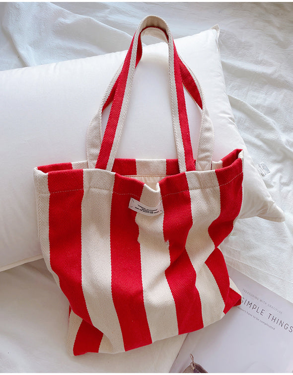 Elena Handbags Striped Cotton Canvas Shoulder Bag