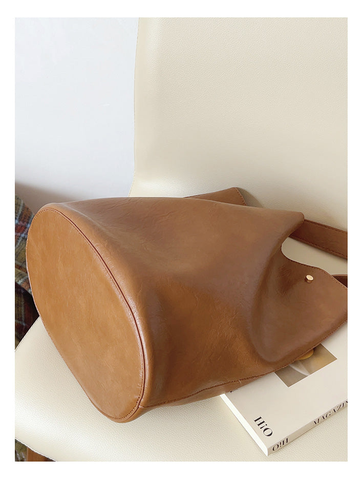Chic Leather Bucket Bag