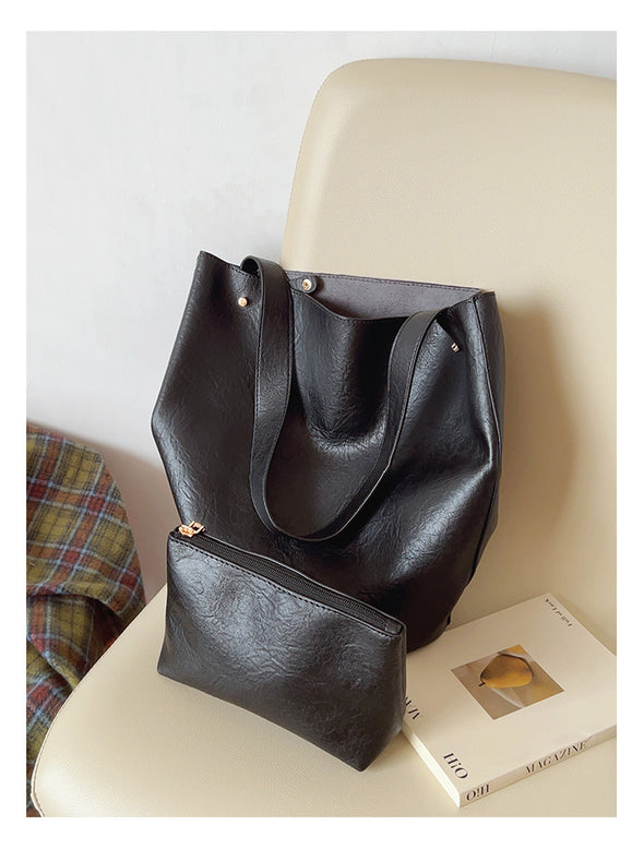 Elena Handbags Chic Leather Bucket Bag