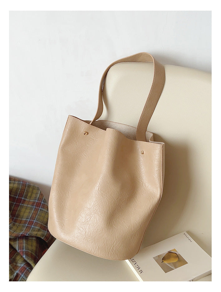 Chic Leather Bucket Bag