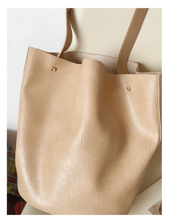 Elena Handbags Chic Leather Bucket Bag